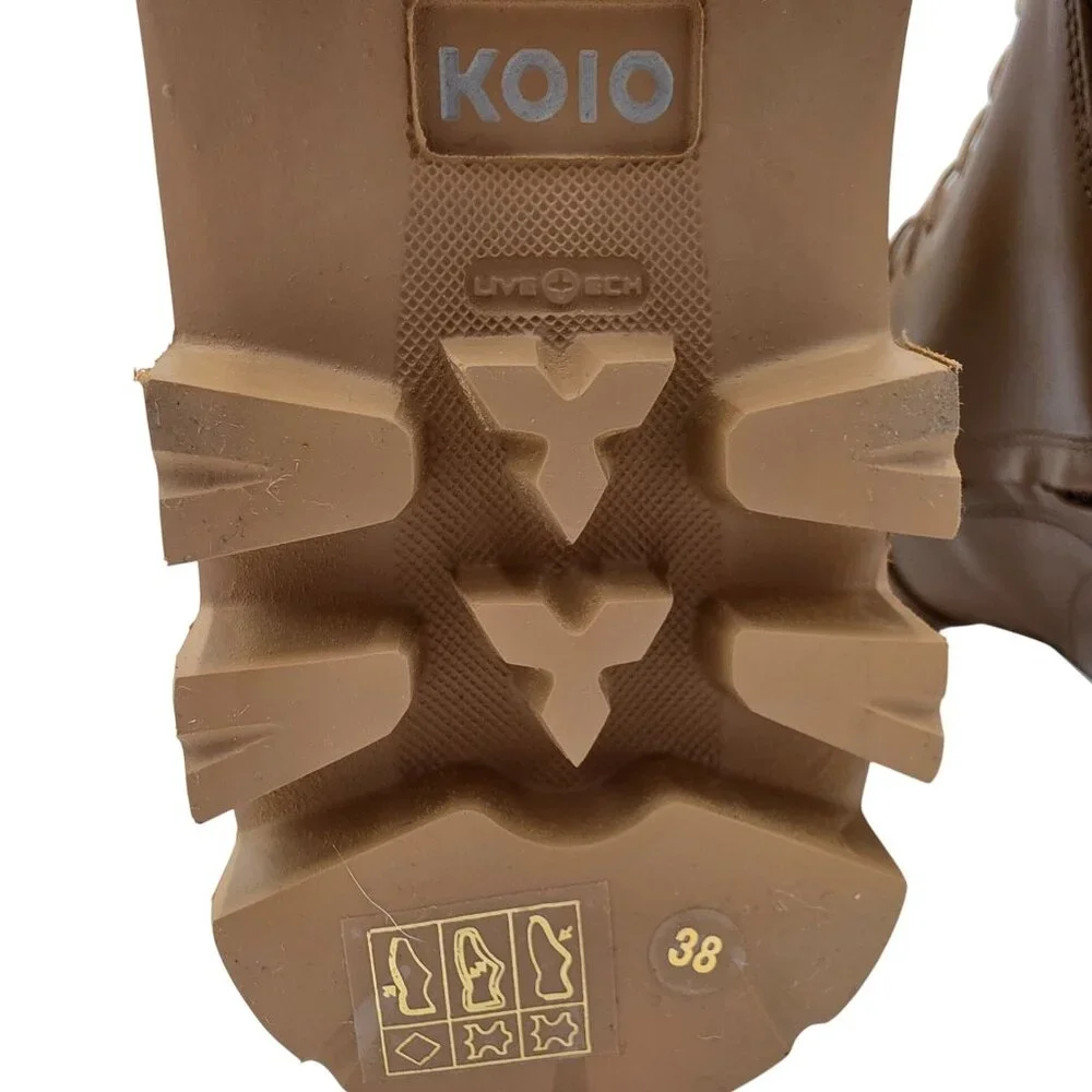 NEW Koio Italy Women 11 Fawn Beige Leather Cortina Combat Boots Handmade Shoes - Picture 12 of 16